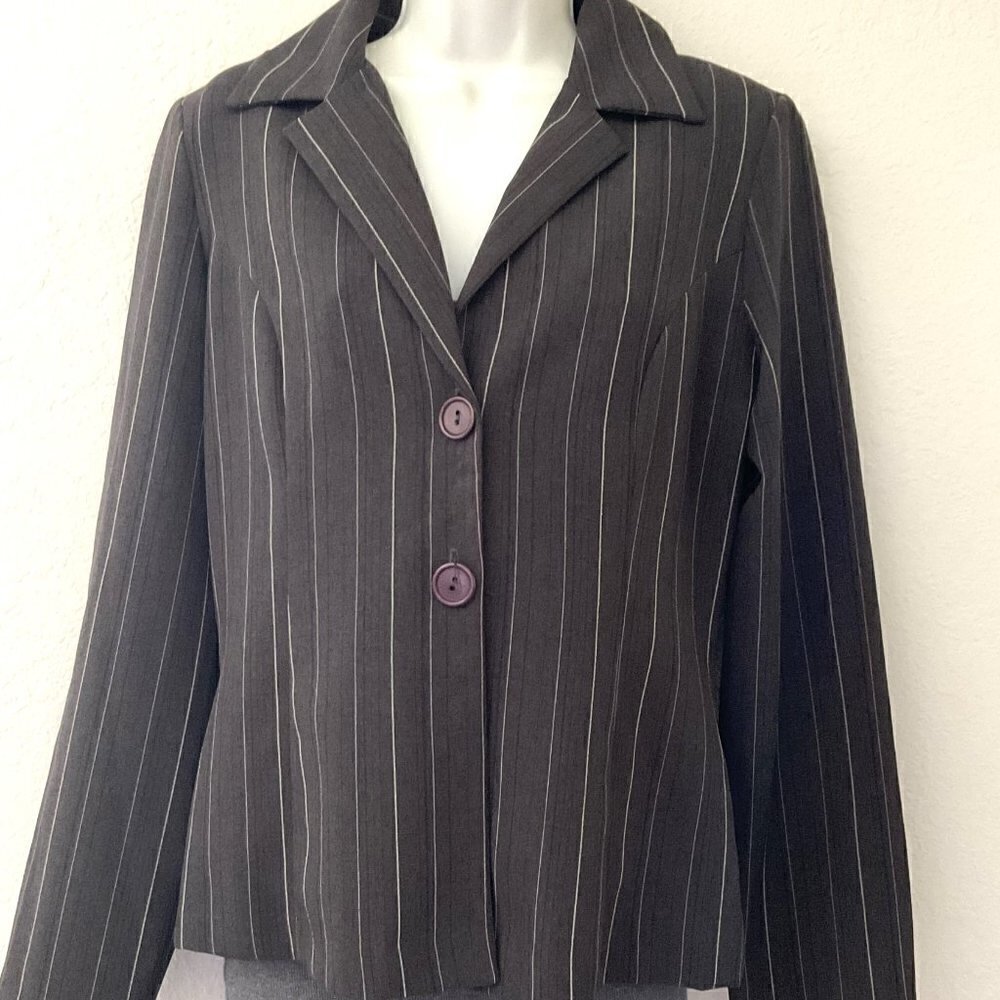 Vtg A. Byer Charcoal Pinstripe Blazer Jacket Medium 90s Business Casual GUC